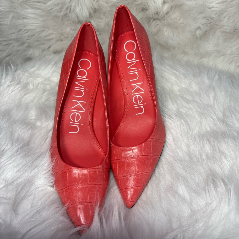 Calvin Klein Coral Croc-Embossed Heels - Picture 3 of 3